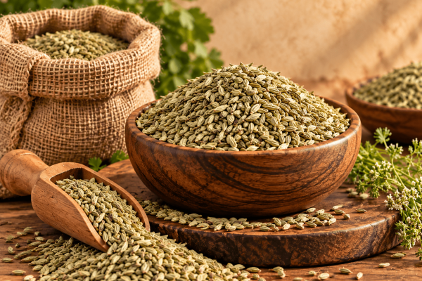 Premium Indian fennel seeds for export, whole green fennel seeds sourced from India for international spice markets
