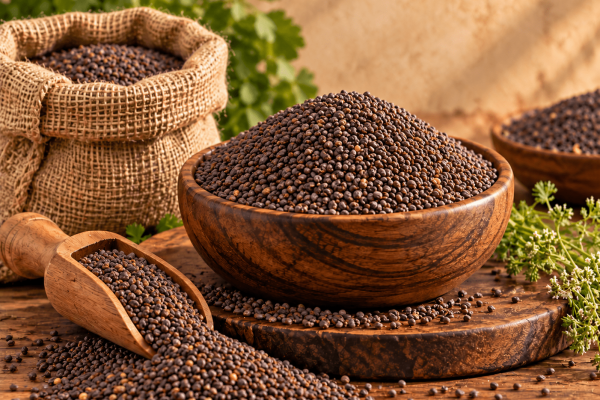 Premium Indian mustard seeds for export, whole black mustard seeds sourced from India for international spice markets
