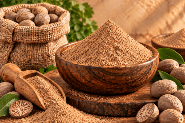 Premium Indian nutmeg powder for export, finely ground nutmeg sourced from India for international spice and food markets