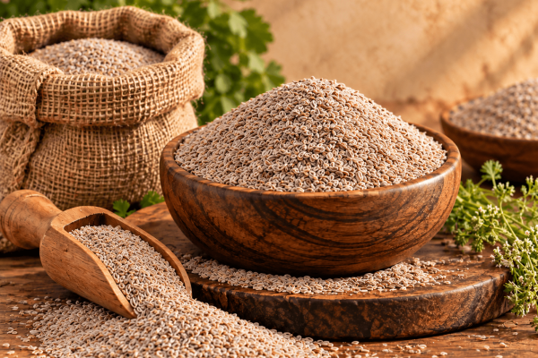 Premium Indian psyllium seeds for export, whole psyllium seeds sourced from India for international spice and ingredient markets